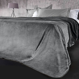 Κουβέρτα Velvet (Σετ 2τμχ) Silver Guy Laroche Μονό 160x220cm 100% Βαμβακερή Φανέλα