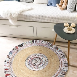 Χαλί Rugget Με Κρόσσια Multi Guy Laroche 150X150cm Round