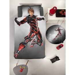 Σεντόνια Παιδικά Bionic (Σετ 3τμχ) Grey-Red Saint Clair Μονό 170x250cm 100% Βαμβάκι