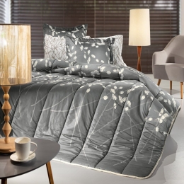 Παπλωματοθήκη Emilia Charcoal Guy Laroche Υπέρδιπλo 225x245cm Βαμβάκι-Microsuede