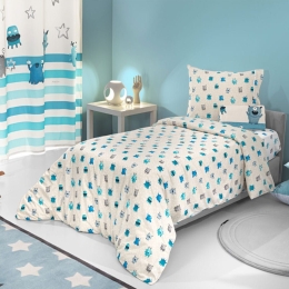 Σεντόνια Παιδικά Monsters (Σετ 3τμχ) Blue Saint Clair Μονό 165x250cm 100% Βαμβάκι
