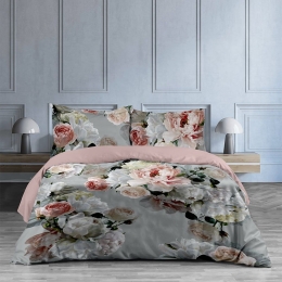 Κουβερλί Peonia (Σετ 3τμχ) Grey Makis Tselios Υπέρδιπλο 220x240cm 100% Βαμβακοσατέν
