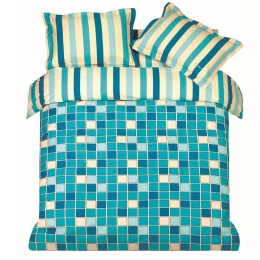 Παπλωματοθήκη Squares (Σετ 3τμχ) Blue Makis Tselios Υπέρδιπλο 220x240cm 100% Βαμβάκι