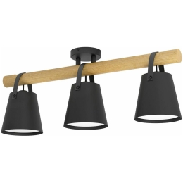 Φωτιστικό Οροφής - Πλαφονιέρα 43635 Boyle 3/E27 Black-Beige Eglo Μέταλλο,Ξύλο