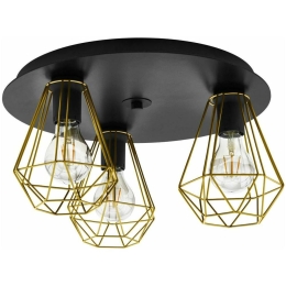 Φωτιστικό Οροφής - Πλαφονιέρα 43654 Tarbes 3/E27 Black-Brass Eglo Μέταλλο