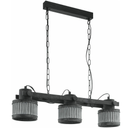 Φωτιστικό Οροφής - Ράγα 43447 Turrock 3/E27 Πατίνα Black-Grey Eglo Μέταλλο,Ξύλο