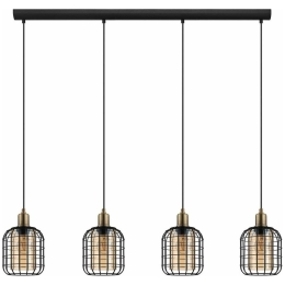 Φωτιστικό Οροφής - Ράγα 43528 Chisle 4/E27 Κεχριμπάρι Black-Bronze Eglo Μέταλλο,Γυαλί