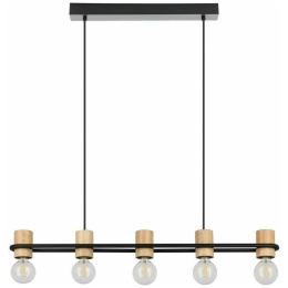 Φωτιστικό Οροφής - Ράγα 43541 Chieveley 5/E27 Wood Black-Beige Eglo Μέταλλο,Ξύλο