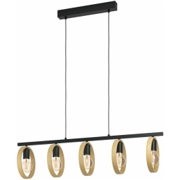 Φωτιστικό Οροφής - Ράγα 43552 Ipsden 5/E27 Black-Beige Eglo Μέταλλο,Ξύλο