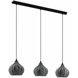 Φωτιστικό Οροφής - Ράγα 43577 Tamallat 3/E27 Black-Clear Eglo Μέταλλο,Γυαλί