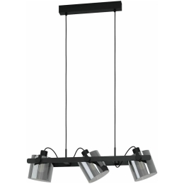 Φωτιστικό Οροφής - Ράγα 43606 Hornwood 3/E27 Black-Clear Eglo Μέταλλο,Γυαλί
