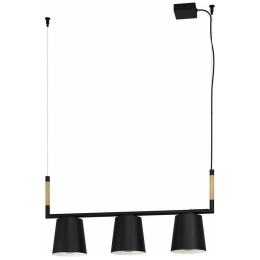 Φωτιστικό Οροφής - Ράγα 43612 Lacey 3/E27 Wood Black-Beige Eglo Μέταλλο,Ξύλο