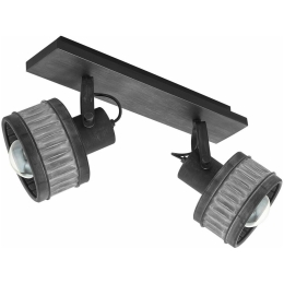 Φωτιστικό Οροφής - Σποτ 43445 Turrock 2/E27 Πατίνα Black-Grey Eglo Μέταλλο,Ξύλο