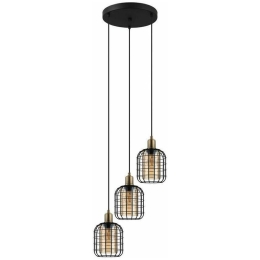 Φωτιστικό Οροφής 43499 Chisle 3/E27 Κεχριμπάρι Black-Bronze Eglo Μέταλλο,Γυαλί