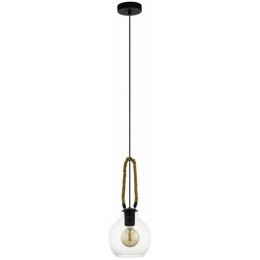 Φωτιστικό Οροφής 43617 Roding 1/E27 Wood Rope Black-Beige Eglo Μέταλλο,Ξύλο