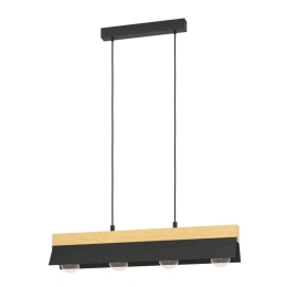 Φωτιστικό Οροφής-Ράγα Tarrafo 900444 88x15x110cm 4xE27 40W Black-Natural Eglo