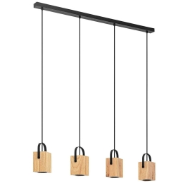 Φωτιστικό Οροφής - Ράγα Ayles 43748 93x8,5x110cm 4xGU10 3W Black-Brown Eglo Ατσάλι,Ξύλο