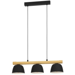 Φωτιστικό Οροφής - Ράγα Sherburn 43739 77x20x110cm 3xΕ27 40W Black-Brown Eglo Ατσάλι,Ξύλο