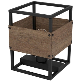 Φωτιστικό Επιτραπέζιο Evesham 43807 19,5x19,5x25cm 1xΕ27 40W Black-Brown Eglo Ατσάλι,Ξύλο