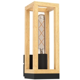 Φωτιστικό Τοίχου - Απλίκα Nafferton 43745 10x28cm 1xΕ27 40W Black-Brown Eglo Ατσάλι,Ξύλο