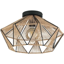 Φωτιστικό Οροφής - Πλαφονιέρα Adwickle 43775 Φ44,5x26cm 1xΕ27 40W Black-Natural Eglo Ατσάλι,Ύφασμα