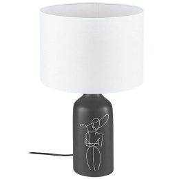 Φωτιστικό Επιτραπέζιο Vinoza 43823 Φ30x53,5cm 1xΕ27 40W Black-White Eglo Κεραμικό,Ύφασμα