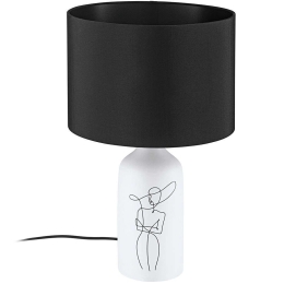 Φωτιστικό Επιτραπέζιο Vinoza 43824 Φ30x53,5cm 1xΕ27 40W White-Black Eglo Κεραμικό,Ύφασμα