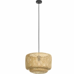 Φωτιστικό Οροφής Hetton 43868 Φ42x110cm 1xE27 40W Black-Natural Eglo Ατσάλι,Ξύλο