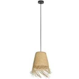 Φωτιστικό Οροφής Aycliffe 43871 Φ30x110cm 1xE27 40W Black-Natural Eglo Ατσάλι,Ξύλο