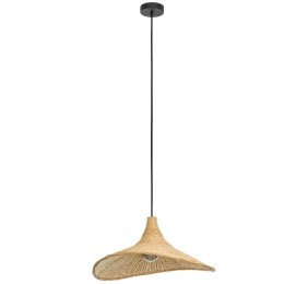 Φωτιστικό Οροφής Haxey 43869 Φ50x110cm 1xΕ27 40W Black-Natural Eglo Ατσάλι,Ξύλο