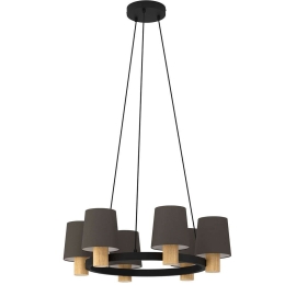 Φωτιστικό Οροφής Edale 43781 Φ70x110cm 6xΕ27 40W Multi Eglo Ατσάλι,Ύφασμα,Ξύλο