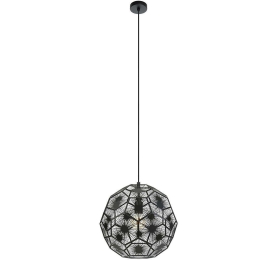 Φωτιστικό Οροφής Skoura 1 39618 Φ41x150cm 1xE27 60W Black Eglo Ατσάλι