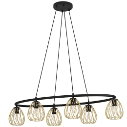 Φωτιστικό Οροφής Jazminia 1 116x56,5x150cm 6xE27 40W Black-Brass Eglo Ατσάλι