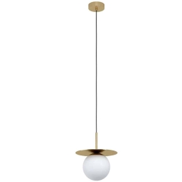 Φωτιστικό Οροφής Arenales 39952 Φ18x150cm 1xE27 40W Brass-White Eglo Ατσάλι,Οπαλίνα