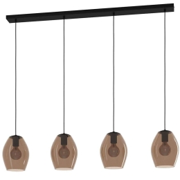 Φωτιστικό Οροφής - Ράγα Estanys 1 390162 124x19x150cm 4xE27 40W Black-Brown Eglo Ατσάλι,Γυαλί