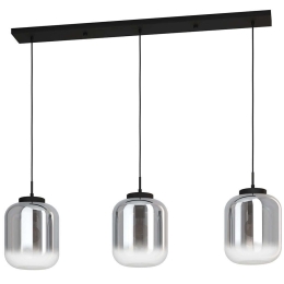 Φωτιστικό Οροφής - Ράγα Bulciago 390104 126x25x150cm 3xE27 40W Black-Smoke Eglo Ατσάλι,Γυαλί