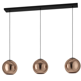 Φωτιστικό Οροφής - Ράγα Cordoba 390095 125,5x24,5x150cm 3xE27 40W Black-Copper Eglo Ατσάλι,Γυαλί