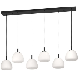 Φωτιστικό Οροφής - Ράγα Balmes 390203 144,5x22x150cm 6xE27 40W Black-White Eglo Ατσάλι,Οπαλίνα
