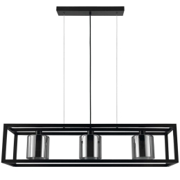 Φωτιστικό Οροφής - Ράγα Brisling 390175 110x25x110cm 3xE27 60W Black Eglo Ατσάλι,Γυαλί