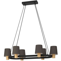 Φωτιστικό Οροφής - Ράγα Edale 43782 108x51x110cm 6xΕ27 40W Multi Eglo Ατσάλι,Ύφασμα,Ξύλο