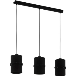 Φωτιστικό Οροφής - Ράγα Paraguaio 390034 85x15x150cm 3xE27 28W Black Eglo Ατσάλι,Ύφασμα,Γυαλί