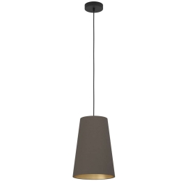 Φωτιστικό Οροφής Petrosa 390195 Φ28x150cm 1xE27 Cappuccino-Brass Eglo Ατσάλι,Ύφασμα