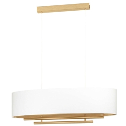 Φωτιστικό Οροφής Pinetara 390182 102x28x150cm 4xE27 40W White-Brass Eglo Ατσάλι,Ύφασμα
