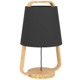 Φωτιστικό Επιτραπέζιο Camaloza 390187 Φ24x43,5cm 1xE27 40W Black-Brown Eglo Ατσάλι,Ύφασμα,Ξύλο