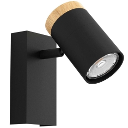 Φωτιστικό Τοίχου - Απλίκα Cartagena 39647 6,5x13cm 1xGu10 4,5W Black-Brown Eglo Ατσάλι,Ξύλο