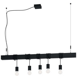 Φωτιστικό Οροφής - Ράγα Townshend-B 39937 110x9,5x200cm 5xE27 40W Black Eglo Ατσάλι