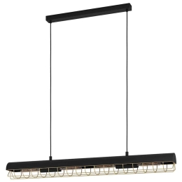 Φωτιστικό Οροφής - Ράγα Alfonsine 390059 116x12x110cm 4xE27 40W Black-Brass Eglo Ατσάλι, Αλουμίνιο