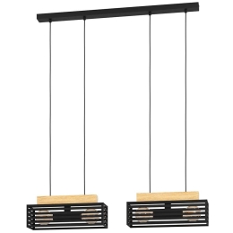 Φωτιστικό Οροφής - Ράγα Cidraz 390164 92x12x150cm 4xE27 40W Black-Brown Eglo Ατσάλι,Ξύλο