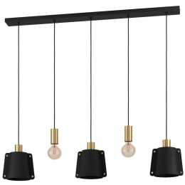 Φωτιστικό Οροφής Majagua 390115 121,5x16x150cm 5xE27 40W Black-Brass Eglo Μέταλλο