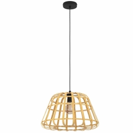 Φωτιστικό Οροφής Montezuelo 390151 Φ50x150cm 1xE27 40W Natural-Black Eglo Ατσάλι,Ξύλο